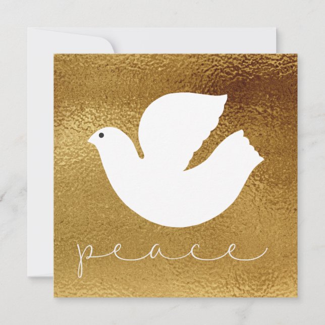 Elegant Gold Modern Peace Holiday Card (Front)
