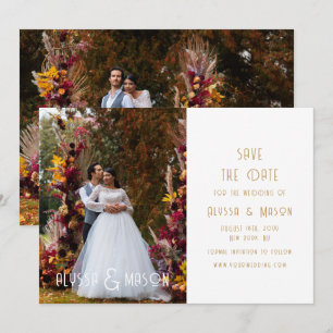 Elegant Gold Modern Photo Wedding Save The Date