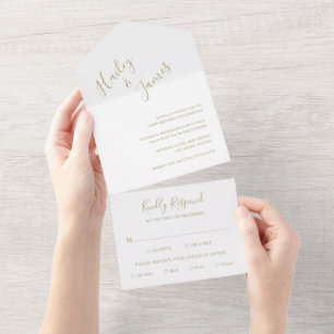 Elegant Gold Modern Wedding All In One Invitation