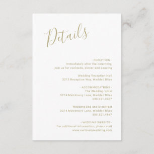 Elegant Gold Modern Wedding Enclosure Card