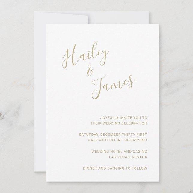 Elegant Gold Modern Wedding Invitation (Front)