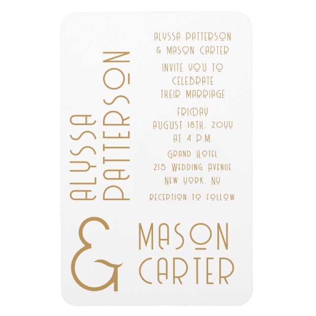 Elegant Gold Modern Wedding Save The Date Magnet (Vertical)