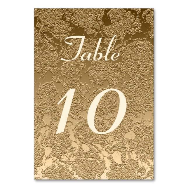 Elegant Gold Modern Wedding Table Number (Front)