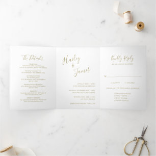 Elegant Gold Modern Wedding Tri-Fold Invitation