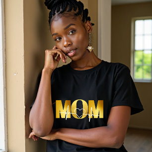 Elegant Gold MOM Heartbeat - Perfect Gift for Mum T-Shirt