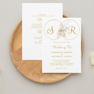 Elegant Gold Monogram All In One Wedding Invitation