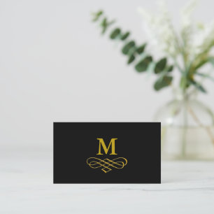 Elegant Gold Monogram and Calligraphy Business Card