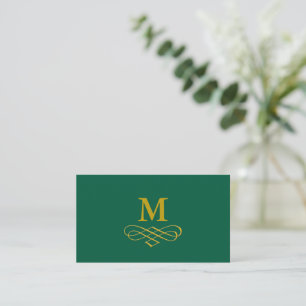 Elegant Gold Monogram and Calligraphy Business Card