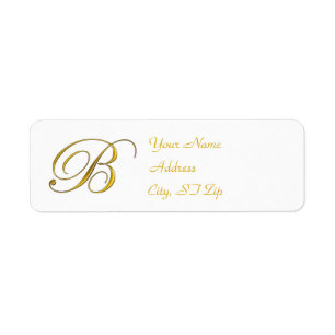 Elegant Gold Monogram B Return Address Labels