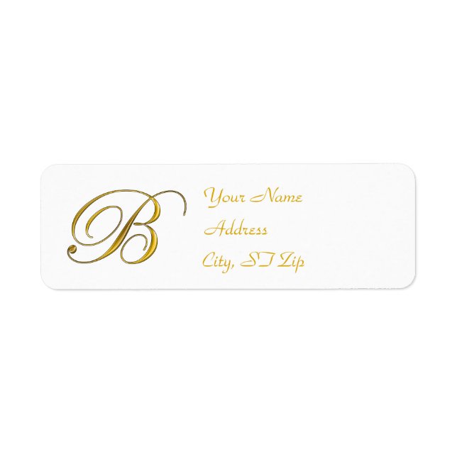 Elegant Gold Monogram B Return Address Labels (Front)