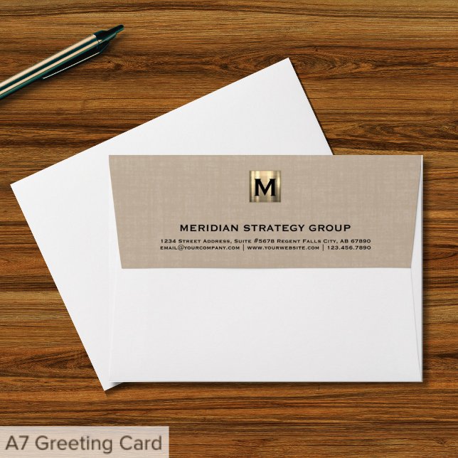 Elegant Gold Monogram Business Envelope (Creator Uploaded)