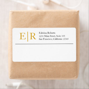 Elegant Gold Monogram Business Return Address