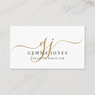 Elegant Gold Monogram Creative Director Signature Business Card