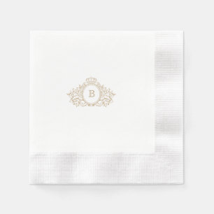 Elegant Gold Monogram Crest Custom Wedding Napkin