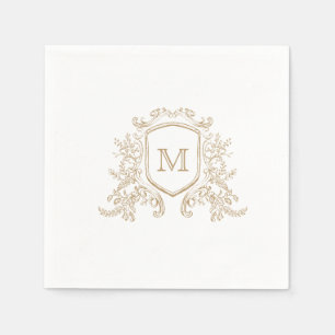 Elegant  Gold Monogram Crest Custom Wedding Napkin