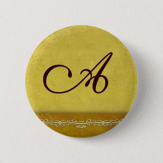 Elegant gold monogram - customise your own 6 cm round badge