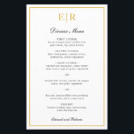 Elegant Gold Monogram Formal Wedding Menu<br><div class="desc">Elegant wedding menu with your monogram and a border in faux gold.  The headers  and your names are in calligraphy.  These simple and classic wedding menus are great for a formal wedding and are printed on sheets of paper for a cheap,  budget friendly option.</div>