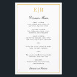 Elegant Gold Monogram Formal Wedding Menu<br><div class="desc">Elegant wedding menu with your monogram and a border in faux gold.  The headers  and your names are in calligraphy.  These simple and classic wedding menus are great for a formal wedding and are printed on sheets of paper for a cheap,  budget friendly option.</div>