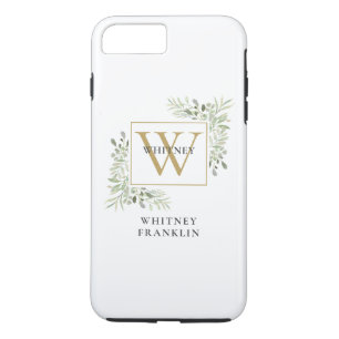 Elegant Gold Monogram Greenery Foliage Case-Mate iPhone Case