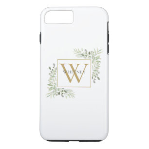 Elegant Gold Monogram Greenery Personalised  Case-Mate iPhone Case
