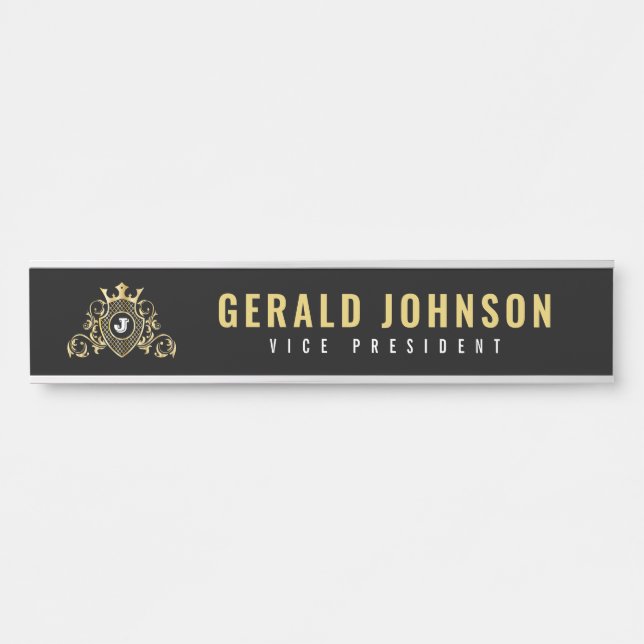 Elegant Gold Monogram Initial Design Door Sign (Front)