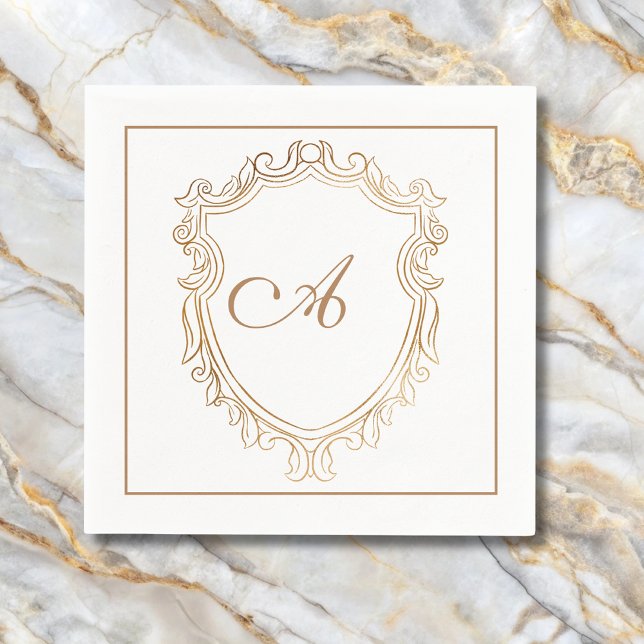 Elegant Gold Monogram Initial  Napkin (Creator Uploaded)