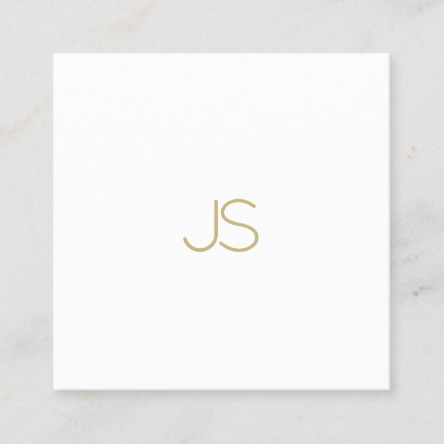 Elegant Gold Monogram Modern Simple Template Luxe Square Business Card (Front)