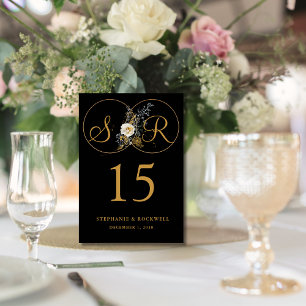 Elegant Gold Monogram Name Initial Wedding Table Number