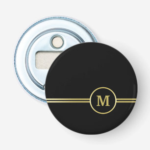 Elegant gold Monogram on black Bottle Opener