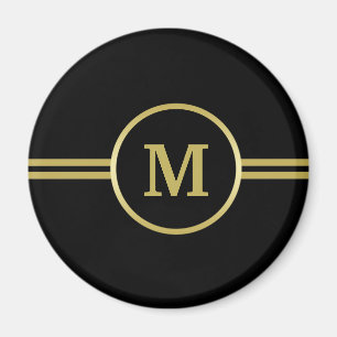 Elegant gold Monogram on black Magnet