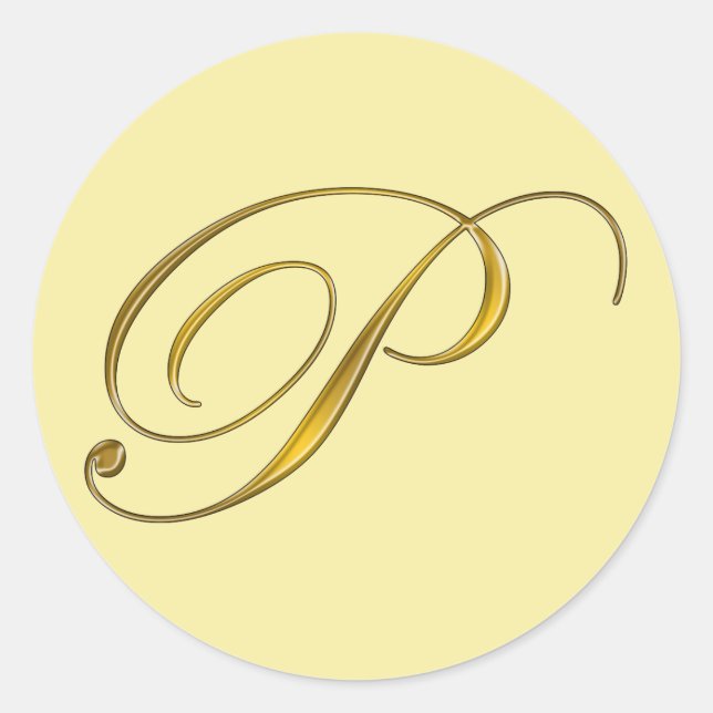 Elegant Gold Monogram P Envelope Seal  (Front)