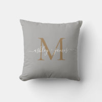 Elegant Gold Monogram Script Names Wedding Grey