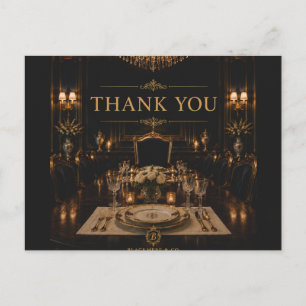 Elegant Gold Monogram Thank You Postcard