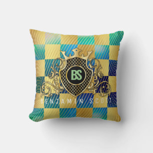 Elegant Gold Monogram Throw Pillow