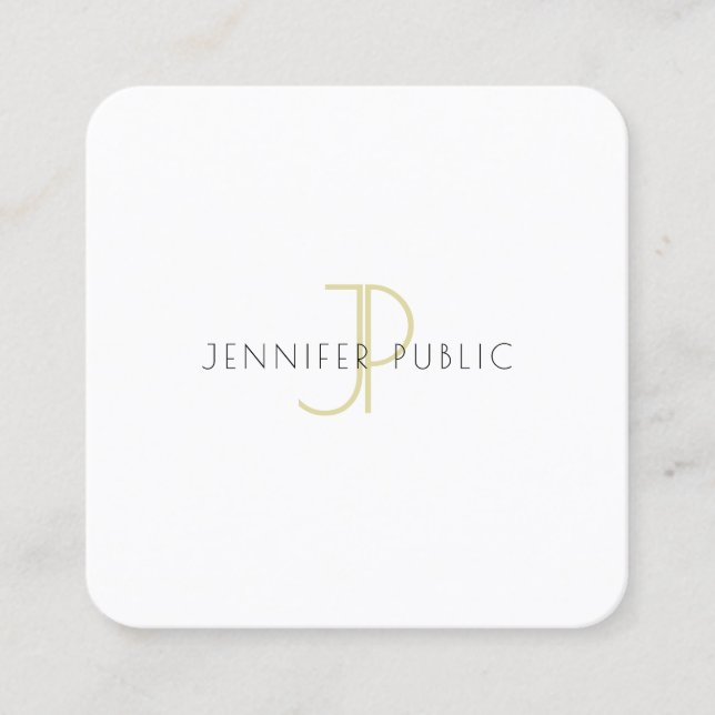 Elegant Gold Monogram Trendy Modern Template Chic Square Business Card (Front)
