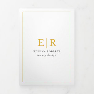 Elegant Gold Monogram Trifold Brochure