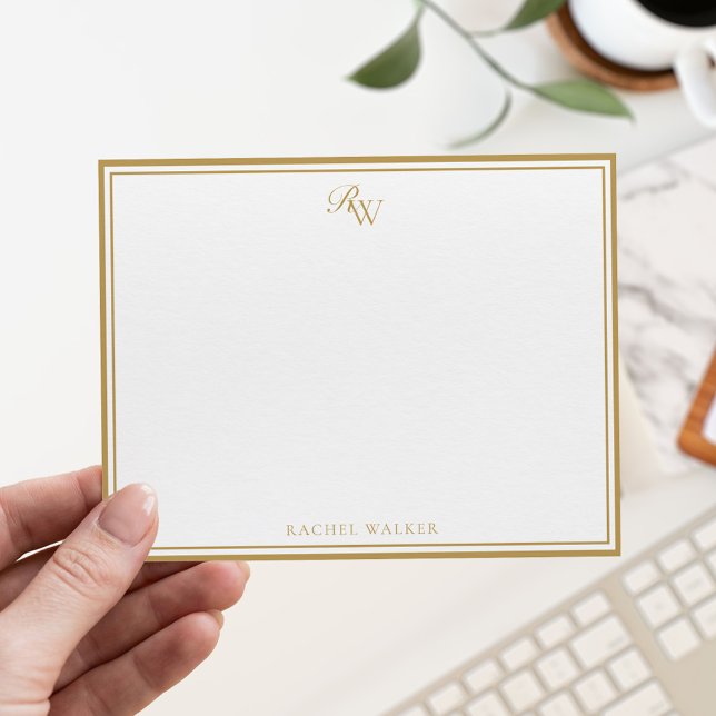 Elegant Gold Monogram Two Border Card (Creator Uploaded)
