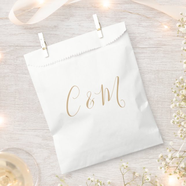 Elegant Gold Monogram Wedding  Favour Bags (Clipped)