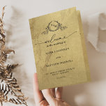 Elegant Gold Monogram Wedding Folded Program<br><div class="desc">Welcome your guests with this elegant faux gold, monogrammed wedding program with beautiful hand drawn monogram modern and hand written calligraphy details. Background in attractive gold faux foil print. Ability to customise all areas to suit your needs. NOTE: this program arrives flat and require folding down the middle to assemble....</div>