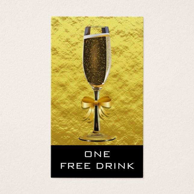 Elegant Gold Monogram Wedding Free Drink Ticket (Front)