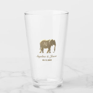 Elegant Gold Monogram Wedding Glass