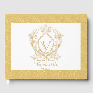 Elegant Gold Monogram Wedding Guest Book