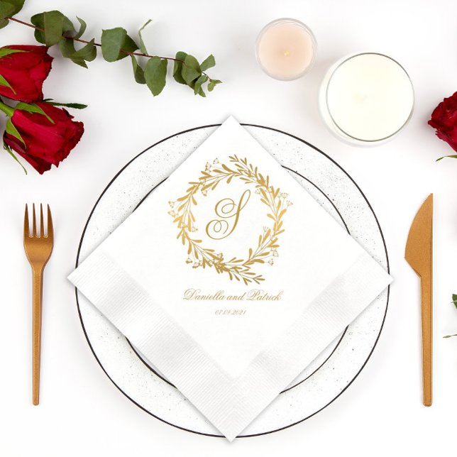 Elegant Gold Monogram Wedding Napkin (Creator Uploaded)
