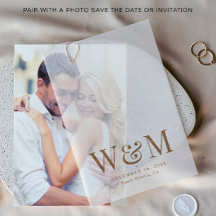 Elegant Gold Monogram Wedding Overlay Vellum Invitations