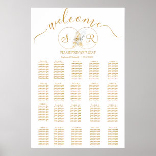Elegant Gold Monogram Wedding Seating Chart