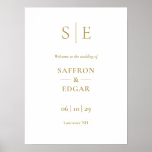 Elegant Gold Monogram Wedding Welcome Sign