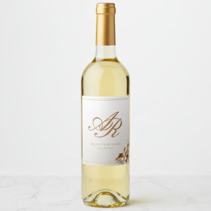 Elegant Gold Monogram Wine Bottle Label