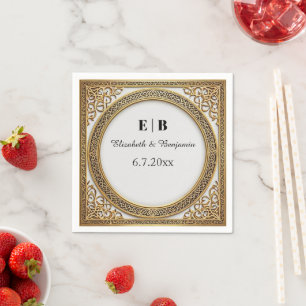 Elegant Gold Moroccan Frame Luxury Arabic Style Napkin