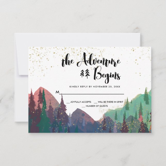 Elegant Gold Mountain Wedding RSVP (Front)