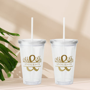 Elegant Gold Mr & Mrs Monogram Wedding Minimalist Acrylic Tumbler